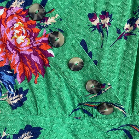 Anthropologie Green Floral Blouse Maeve - Picture 4 of 7